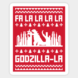 Ugly Christmas Sweater - Fa La La La La Godzilla La Red Sticker